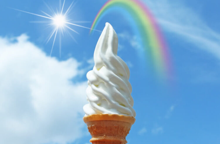虹とソフトクリーム