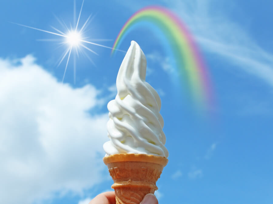 虹とソフトクリーム